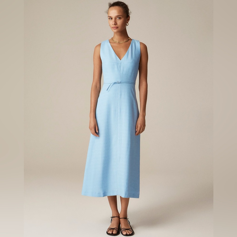J. Crew 12 Tall Mathilde V-neck dress in luster canvas